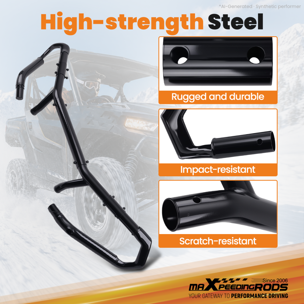 Black Steel Front Bumper compatible for Polaris General 2016-25 General 4 2017-25