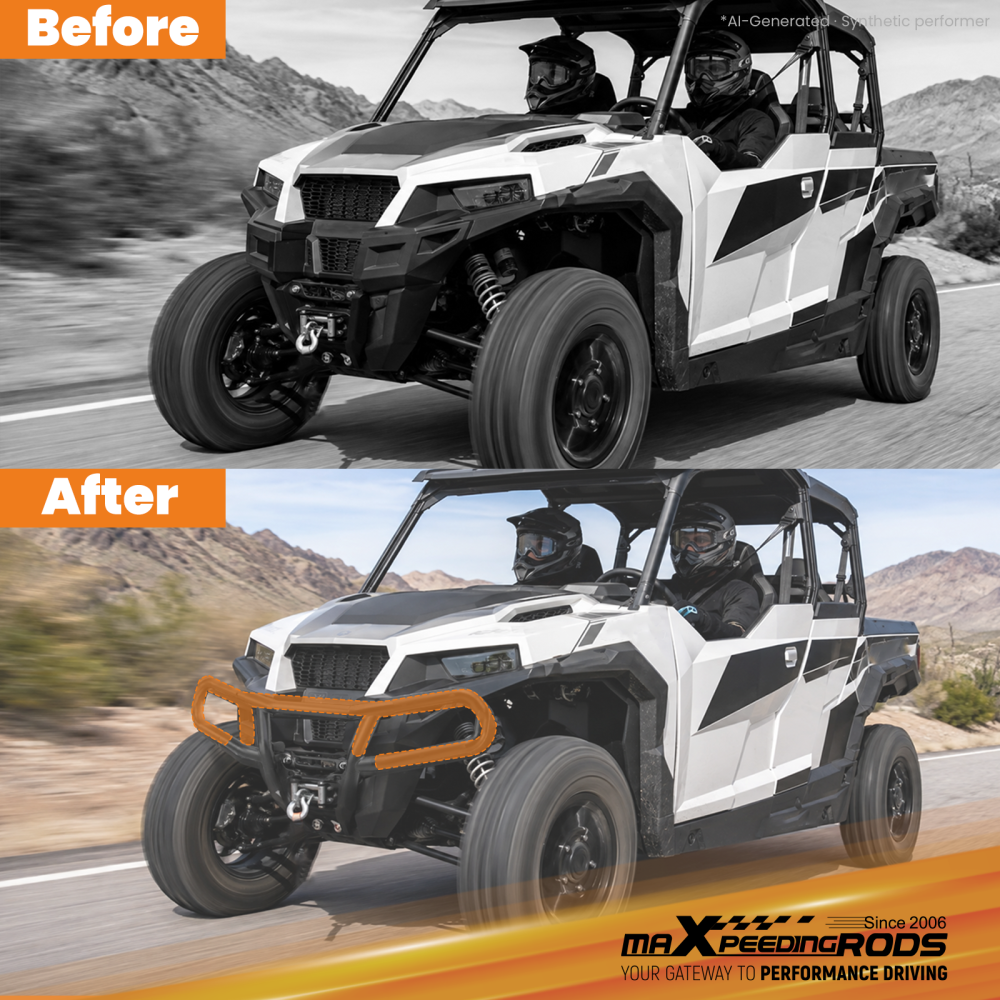 Black Steel Front Bumper compatible for Polaris General 2016-25 General 4 2017-25