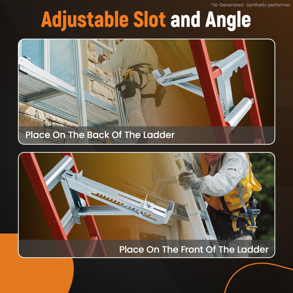 2x Ladder Jack Scaffold Extension Set 2-Rung up to 20 inch Stable Adjustable
