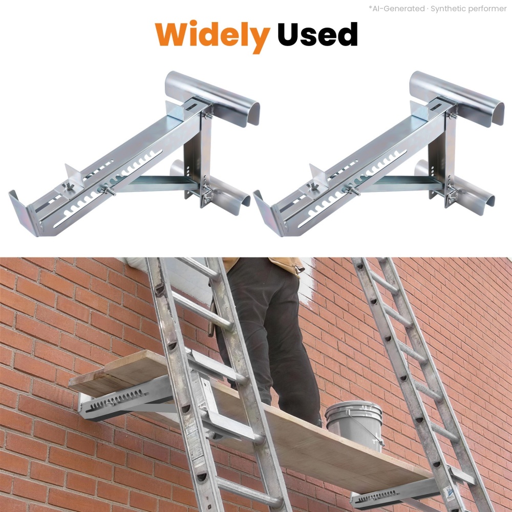 2x Ladder Jack Scaffold Extension Set 2-Rung up to 20 inch Stable Adjustable