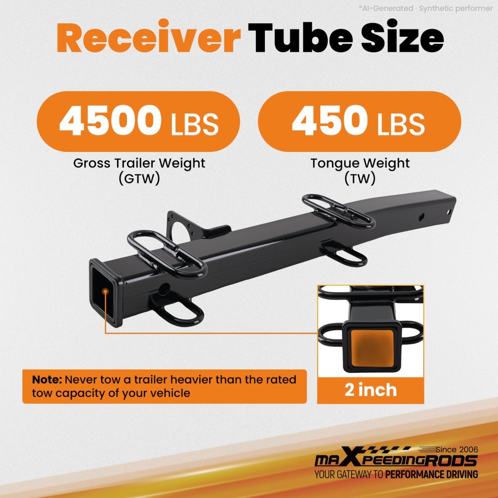 2.5 to 2 Receiver Trailer Hitch Adapter Extension Kit for Truck SUV ATV Rear
