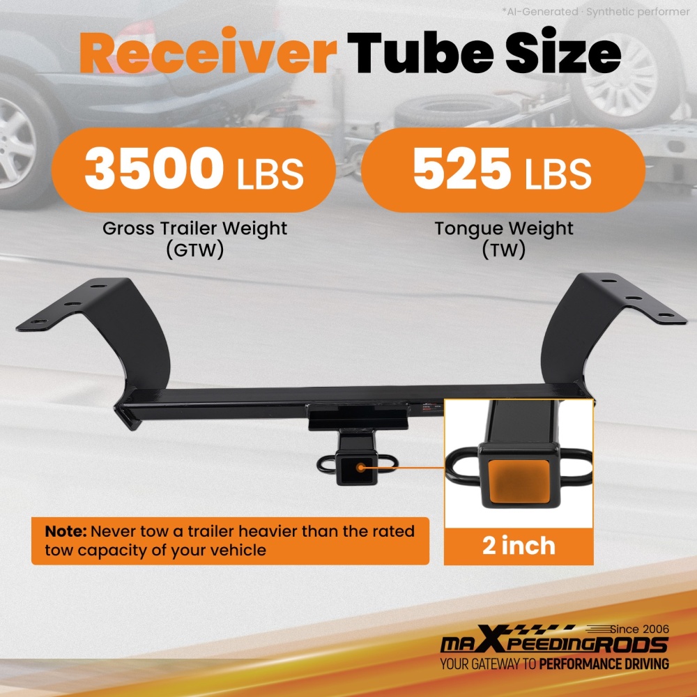 Hitch Receiver compatible for Dodge Charger/Challenger Class 3 2in Rear 3500lbs 525lbs